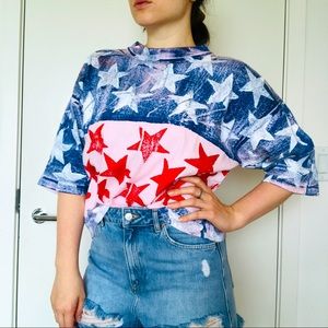 Red Pink and Blue Tee with Stars